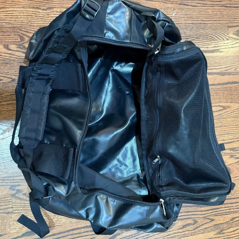 The North Face Base Camp Duffel Bag Large Black Yellow Backpack Straps 95L